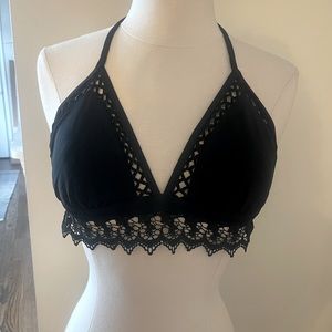 Womens black sexy lace bikini triangle top m